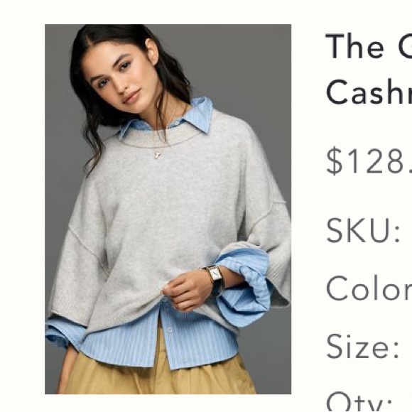 Anthropologie Heather Gray Short-Sleeve Crewneck Sweater - Picture 6 of 6